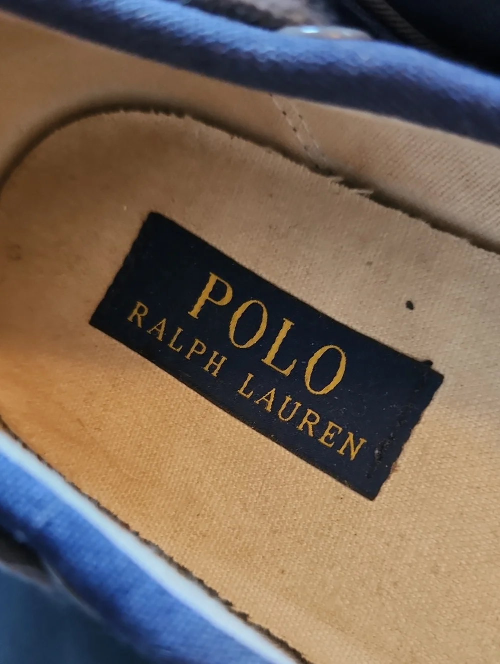 Ralph Lauren Navy Canvas Men's Boat Shoes with Gray Laces